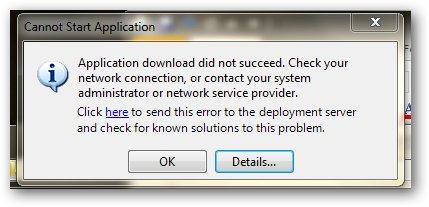 Cannot Start Application-Application download error